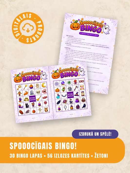 Spooocīgais BINGO - Helovīna Bingo spēle | Digitālais fails