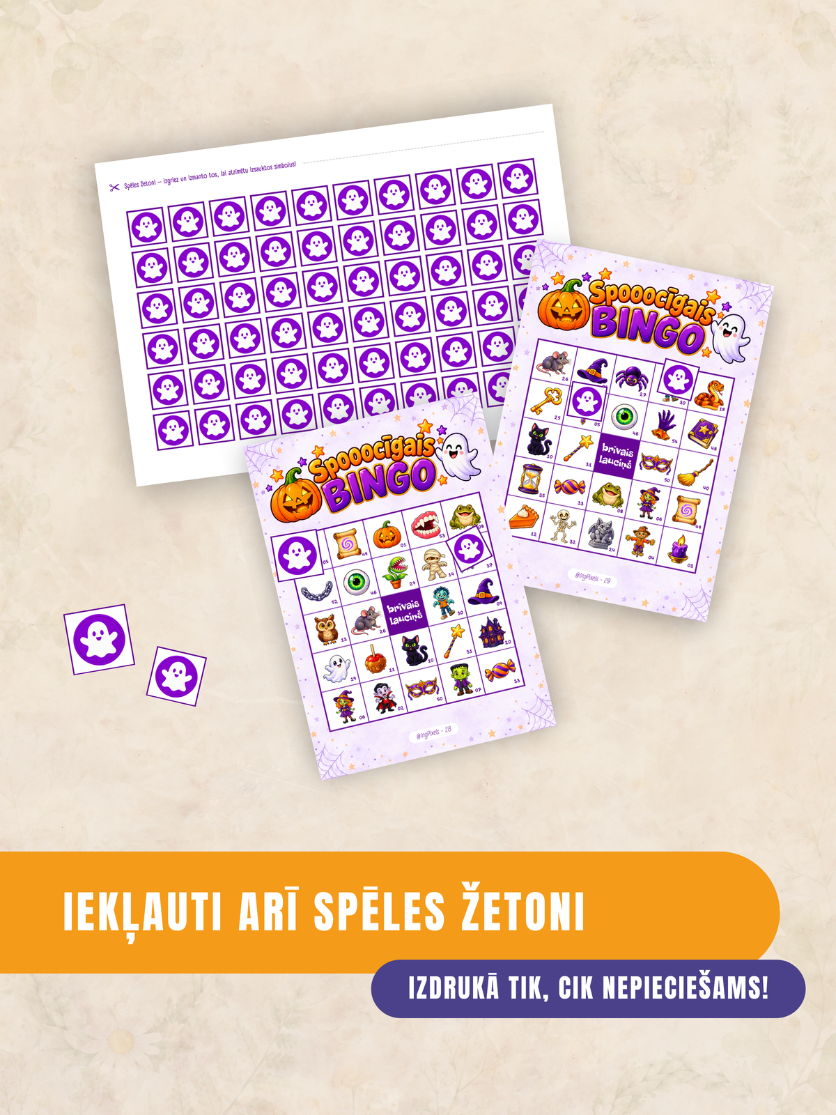 Spooocīgais BINGO - Helovīna Bingo spēle | Digitālais fails
