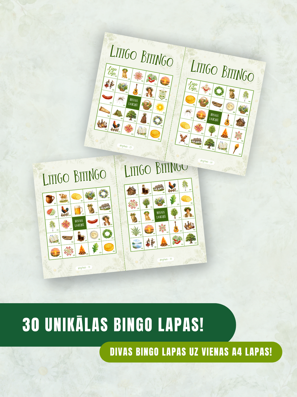 Digitālais fails - Līgo Bingo - drukājama aktivitāte Jāņu vakaram