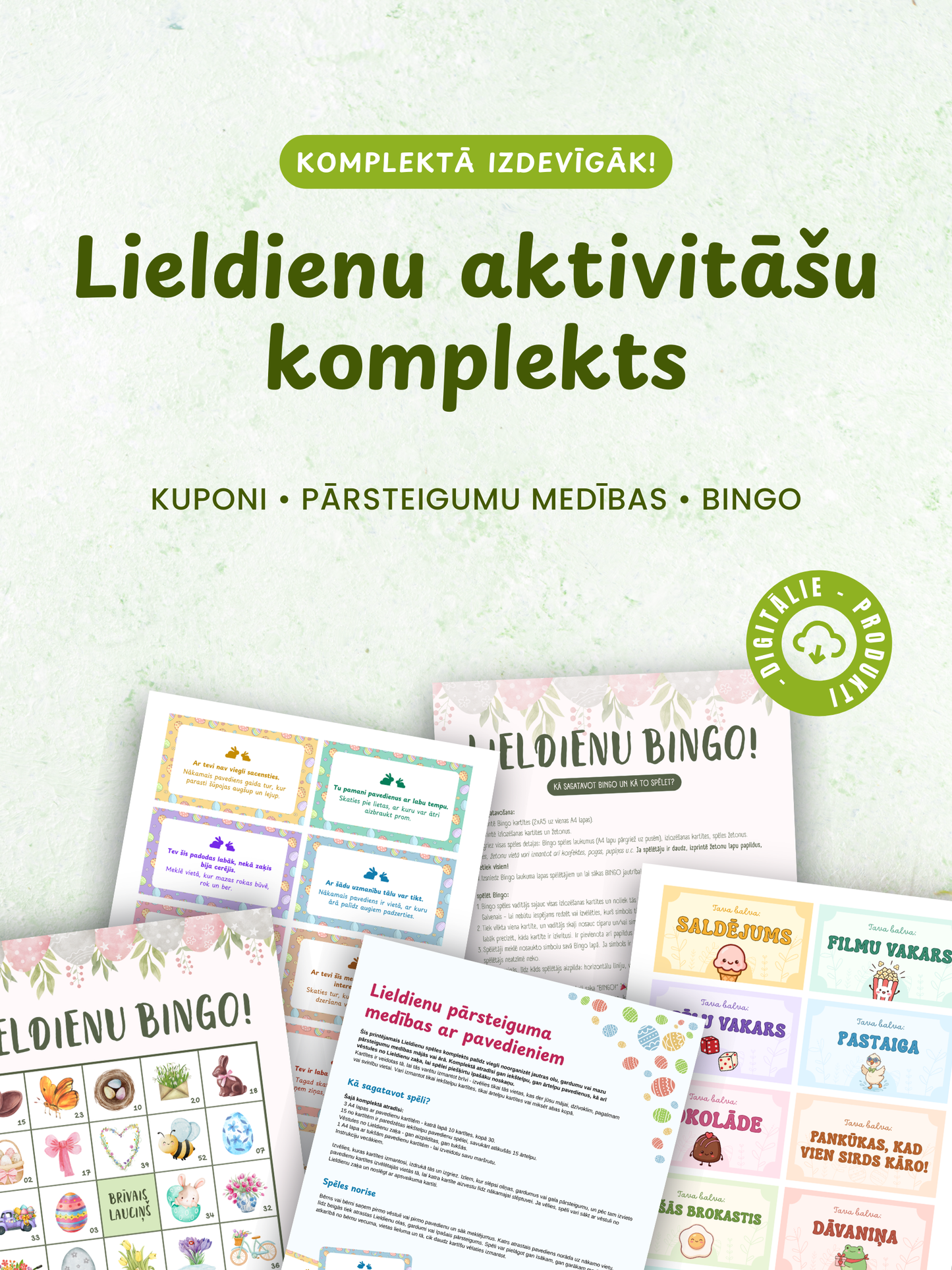 Digitālais fails - Lieldienu aktivitāšu komplekts bērniem - 3 spēles vienā