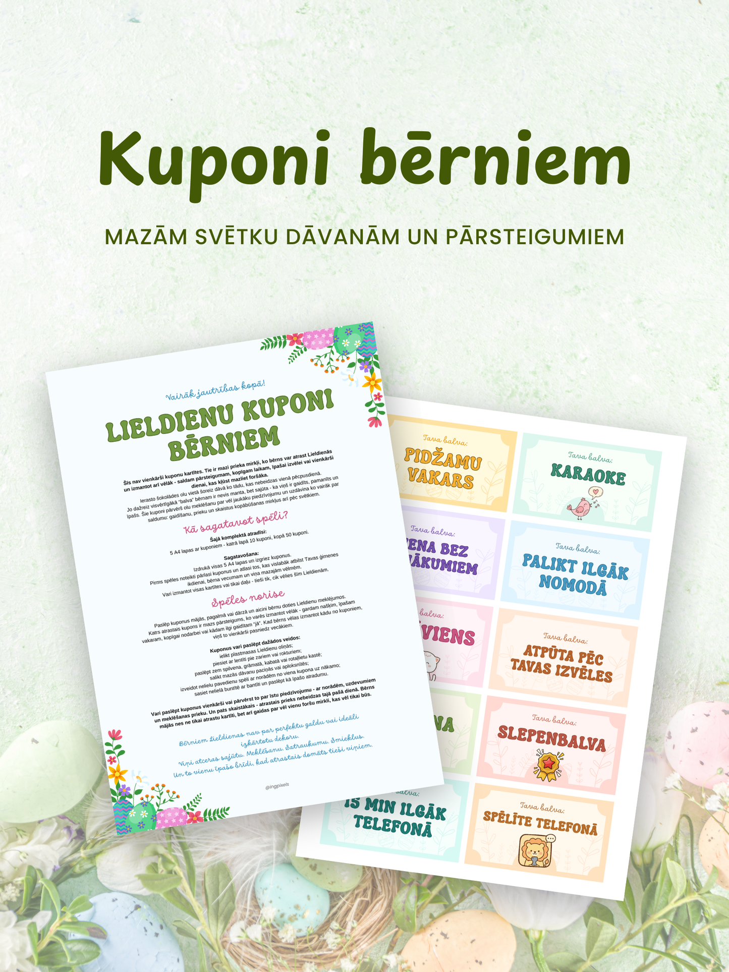 Digitālais fails - Lieldienu aktivitāšu komplekts bērniem - 3 spēles vienā
