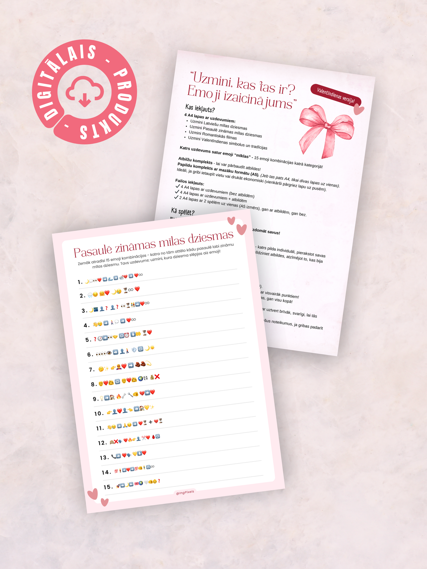 Digitālais fails - “Uzmini, kas tas ir? Emoji izaicinājums - Valentīndienas versija"
