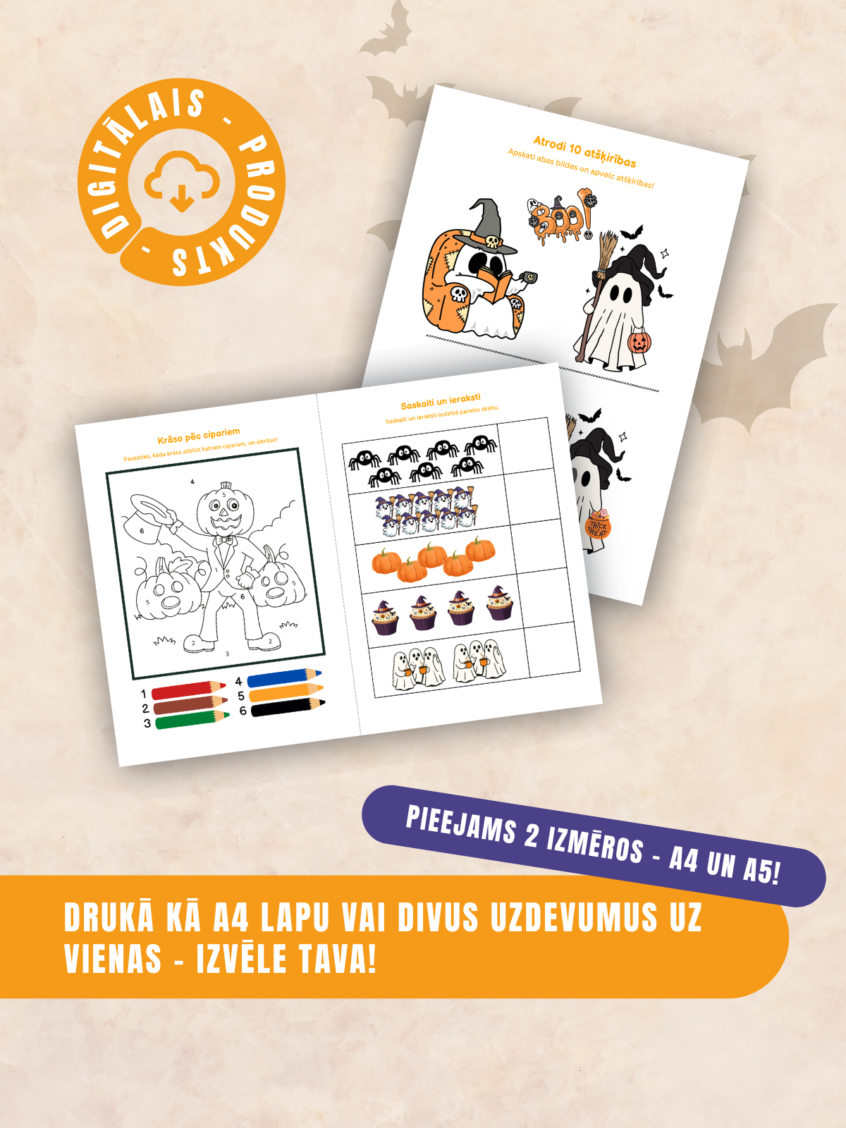 Digitālais fails - Helovīna uzdevumu grāmatiņa bērniem