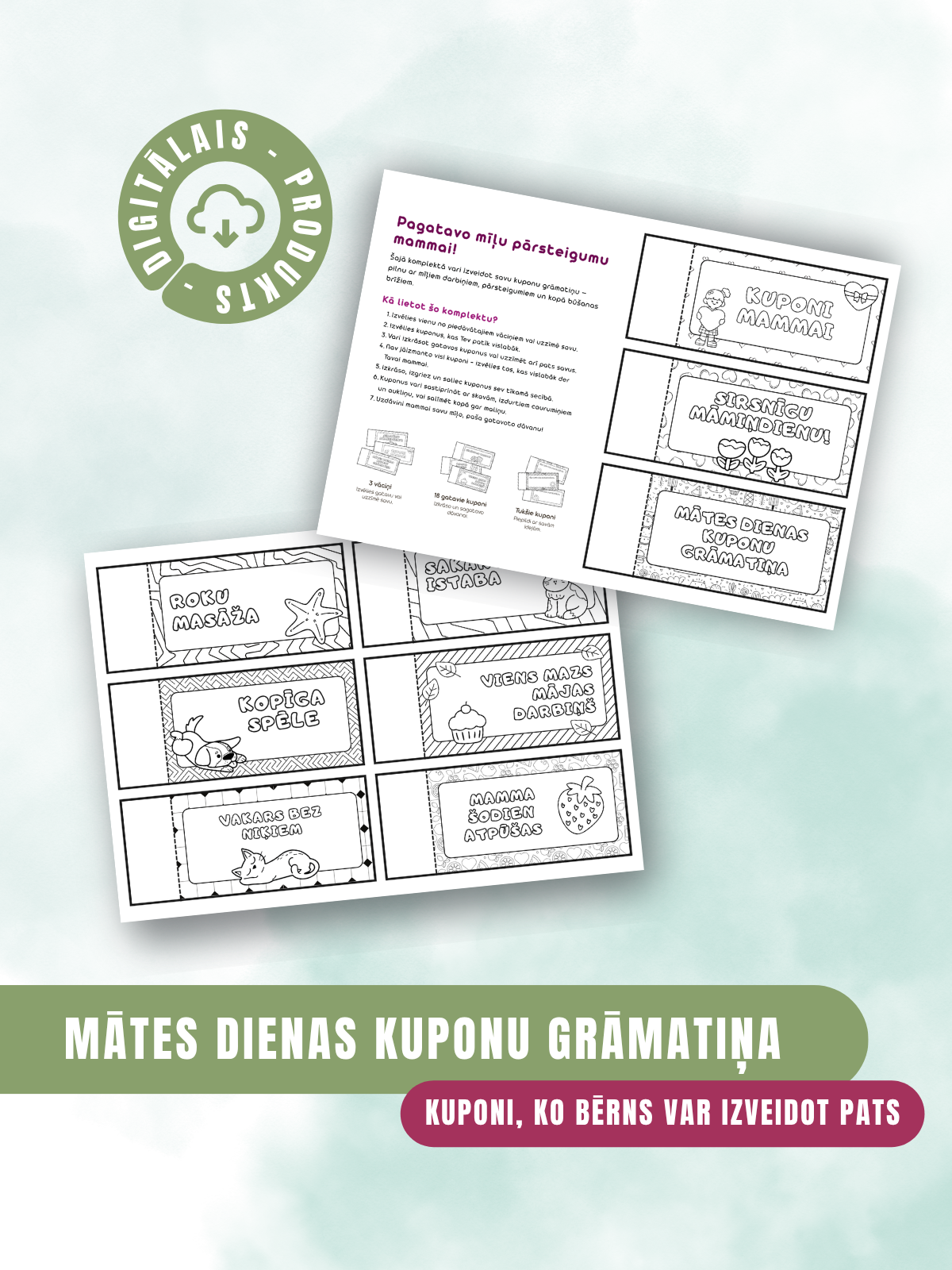 Digitālais fails - Mātes dienas kuponu grāmatiņa