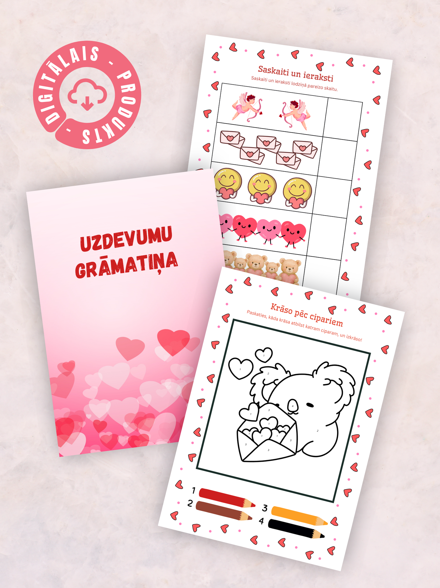 Digitālais fails - Valentīndienas uzdevumu grāmatiņa bērniem