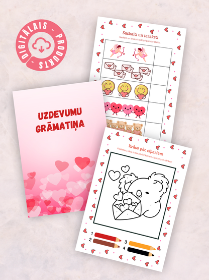 Digitālais fails - Valentīndienas uzdevumu grāmatiņa bērniem