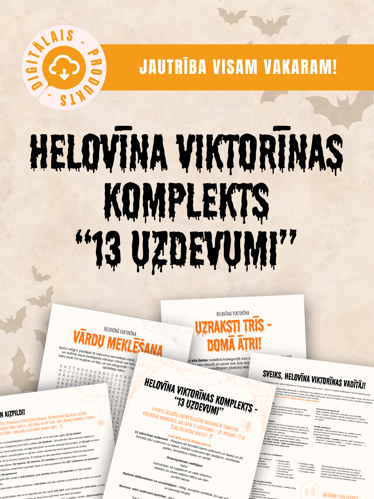 Digitālais fails - Helovīna Viktorīnas Komplekts “13 uzdevumi”