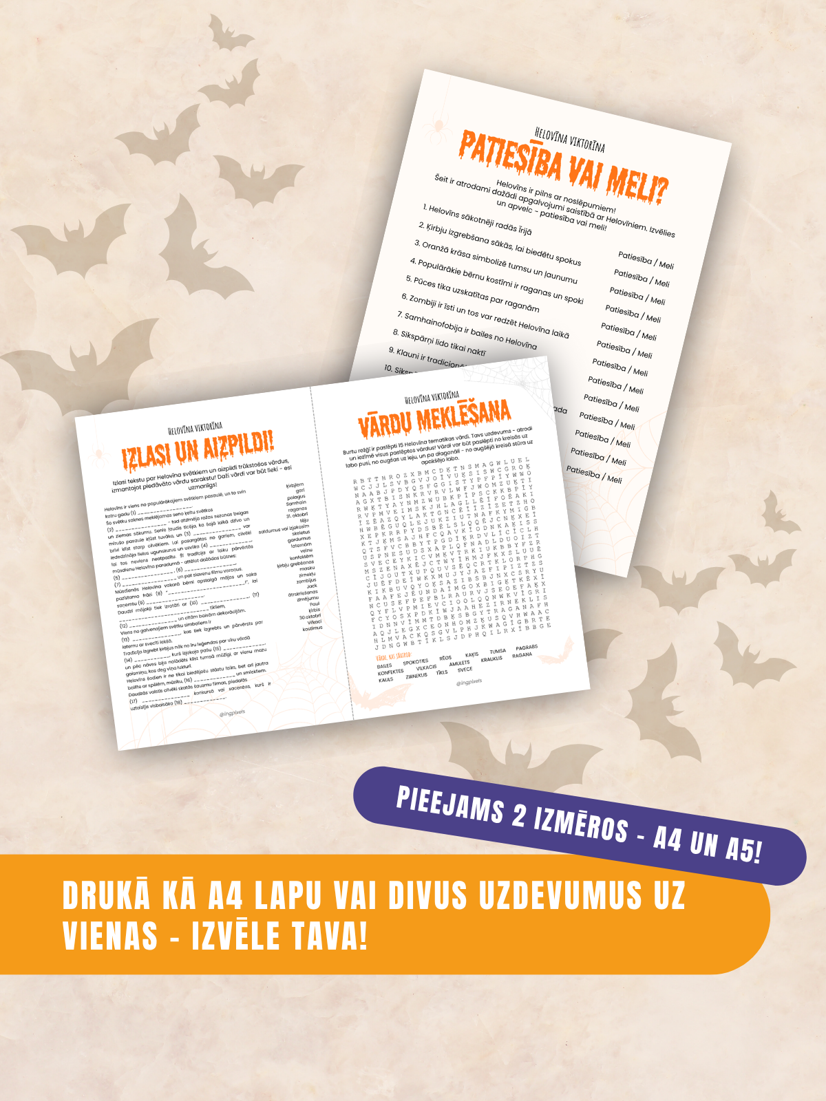 Digitālais fails - Helovīna Viktorīnas Komplekts “13 uzdevumi”